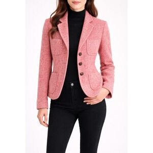 J.Crew Pink Wool Tweed Blazer Size 4 Rabbit Hair Lined Jacket Women's